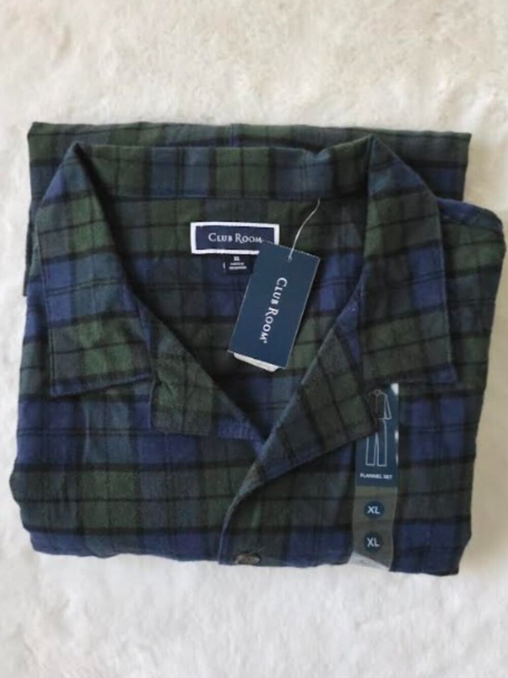 Club Room Mens 2-Pc. Sato Plaid Flannel Lush Meadow